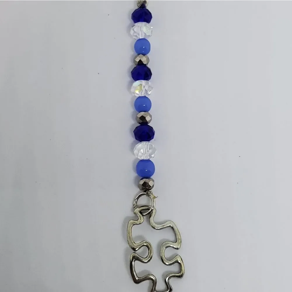 Beaded Autism Awareness Keychain